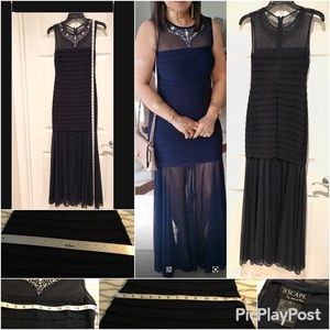 Xscape by joanna chen long dress shear bottom & embellished nechline.